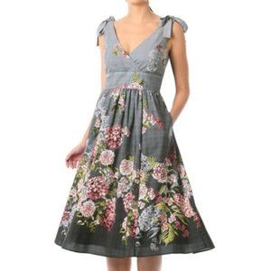 Beautiful Hydrangea ombre crepe shoulder tie dress